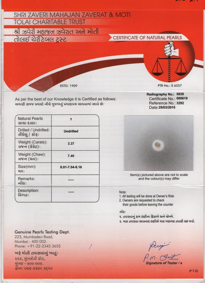 Basra Pearl - 3.37 Carat