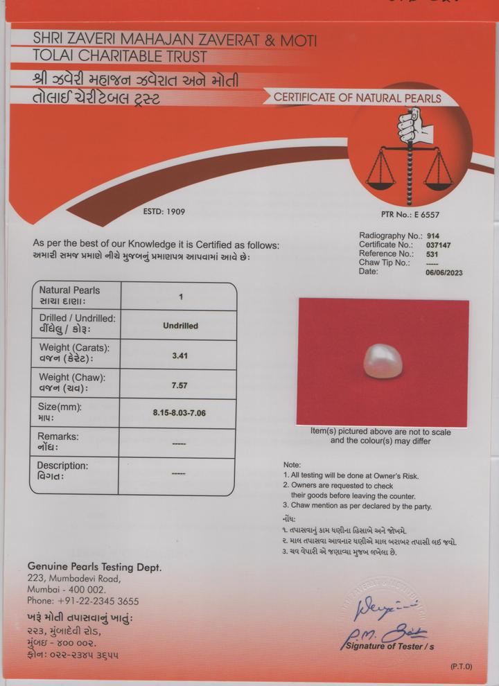 Basra Pearl - 3.41 Carat