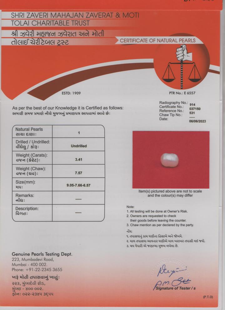 Basra Pearl - 3.41 Carat