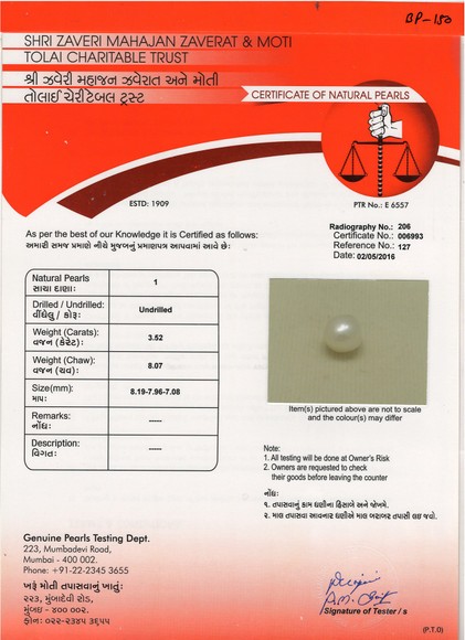 Basra Pearl - 3.52 Carat