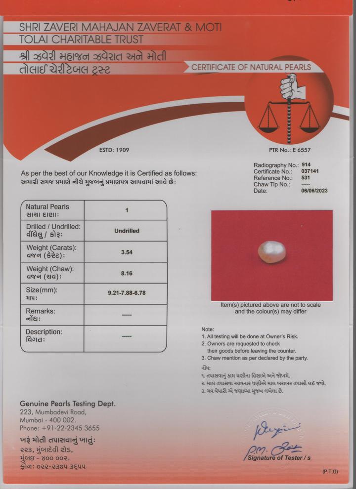 Basra Pearl - 3.54 Carat