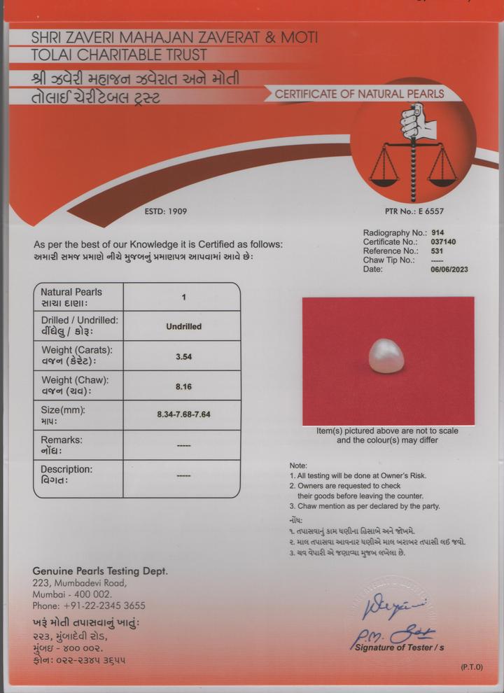 Basra Pearl - 3.54 Carat