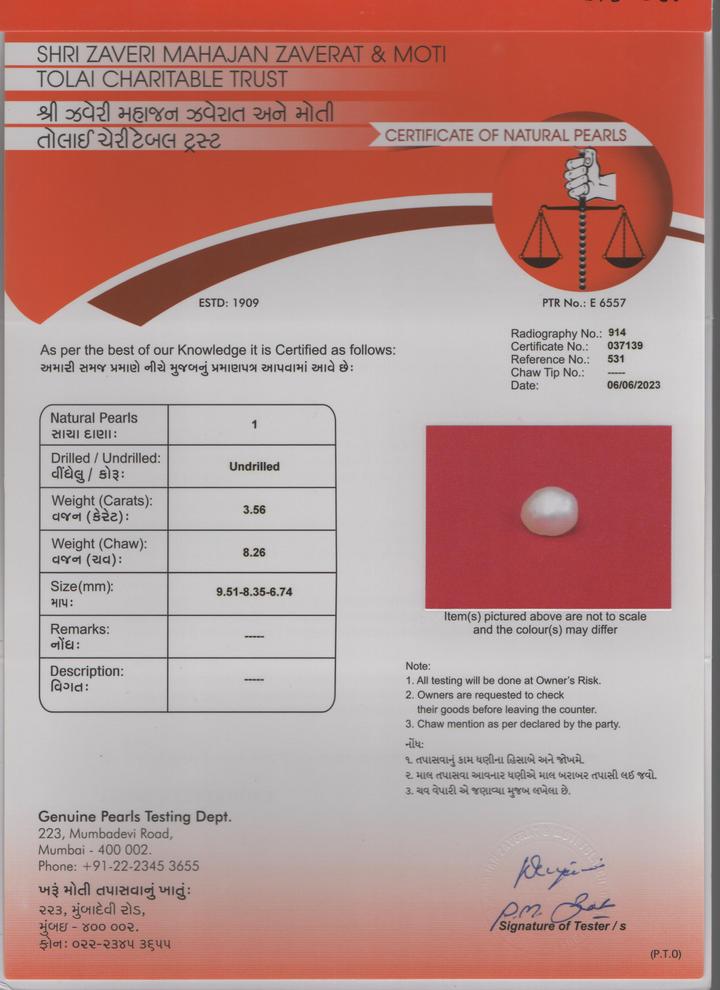 Basra Pearl - 3.56 Carat