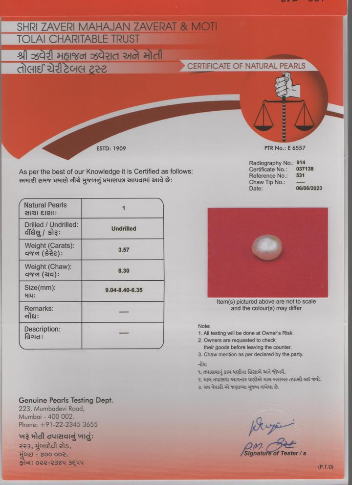 Basra Pearl - 3.57 Carat