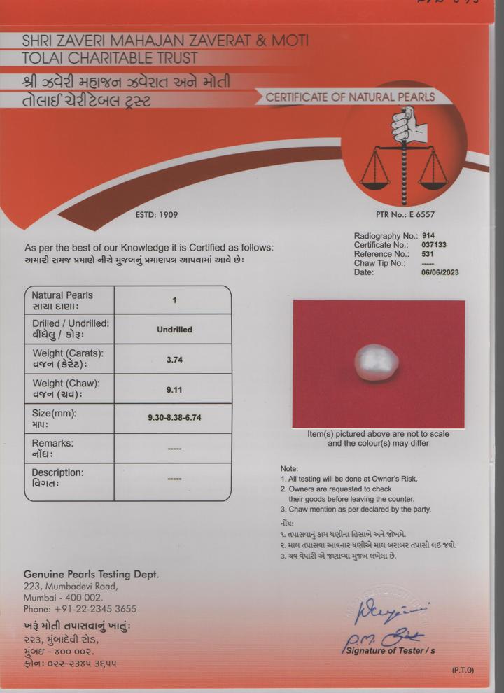 Basra Pearl - 3.74 Carat