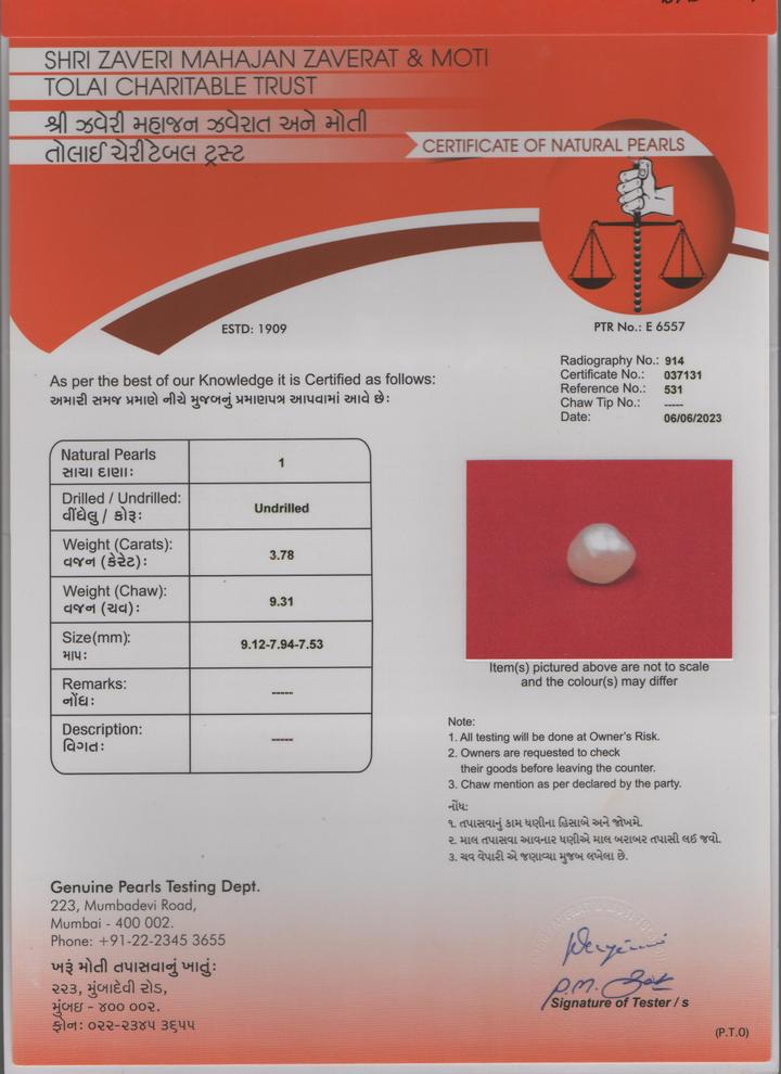Basra Pearl - 3.78 Carat