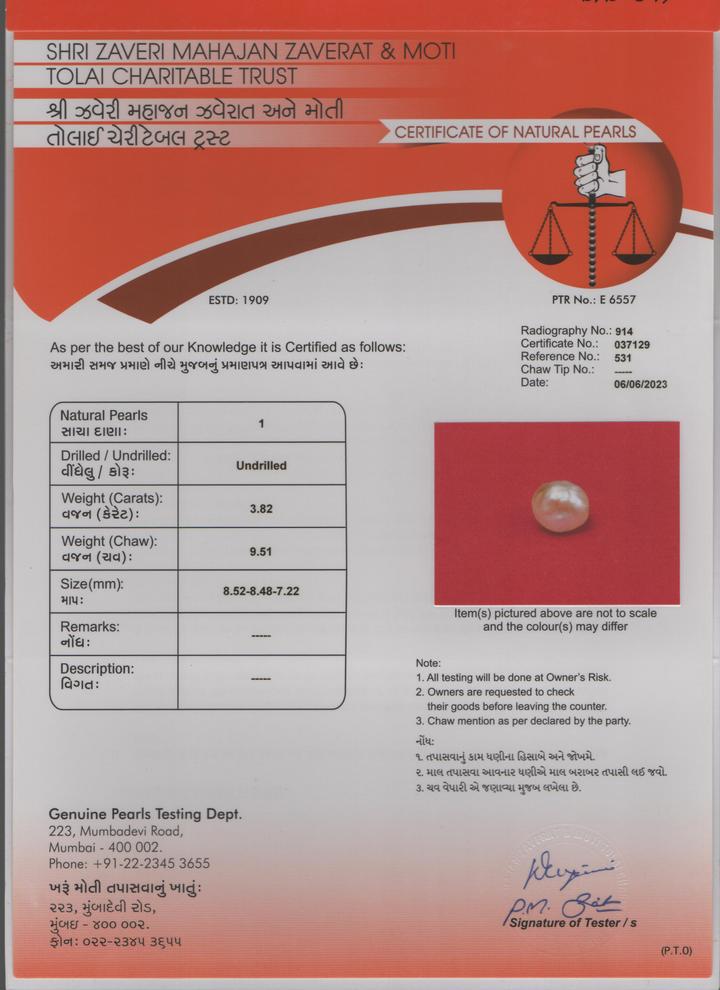 Basra Pearl - 3.82 Carat