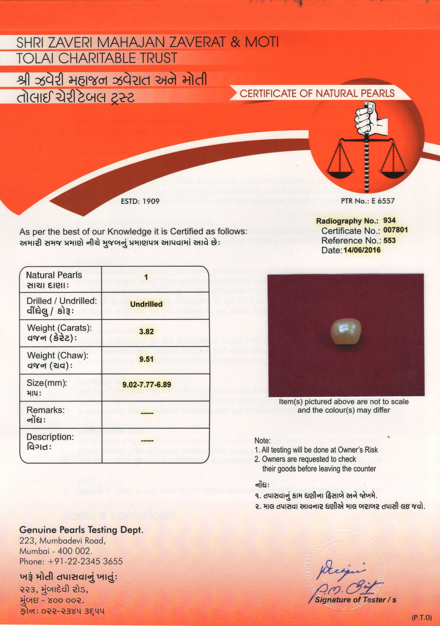 Basra Pearl - 3.82 Carat