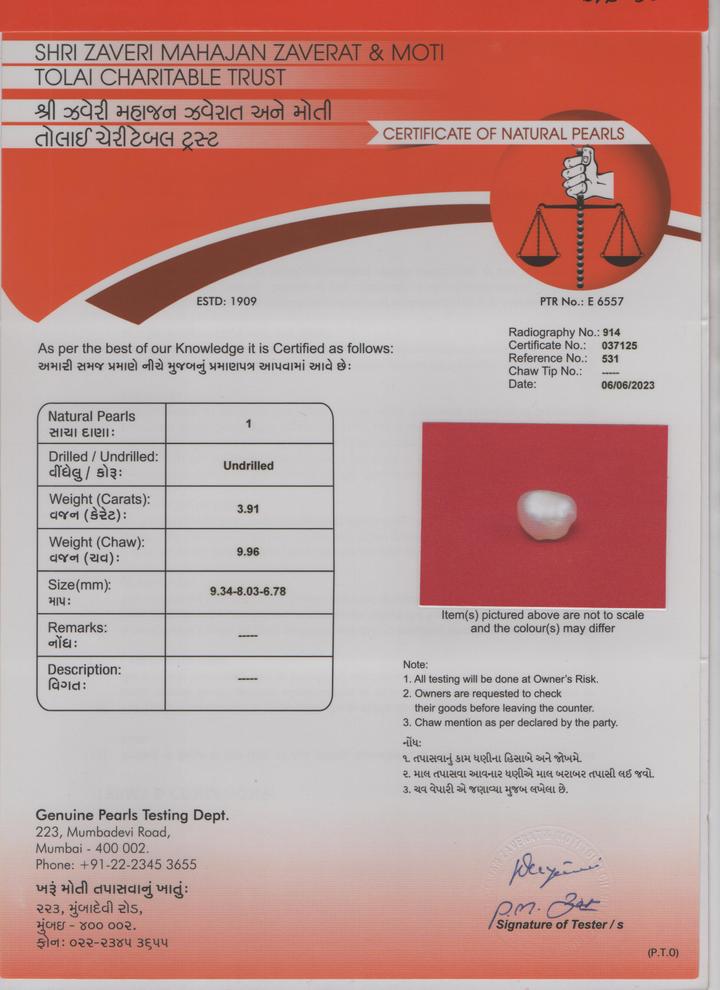 Basra Pearl - 3.91 Carat