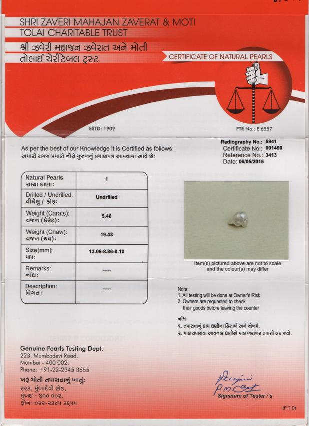 Basra Pearl - 5.46 Carat