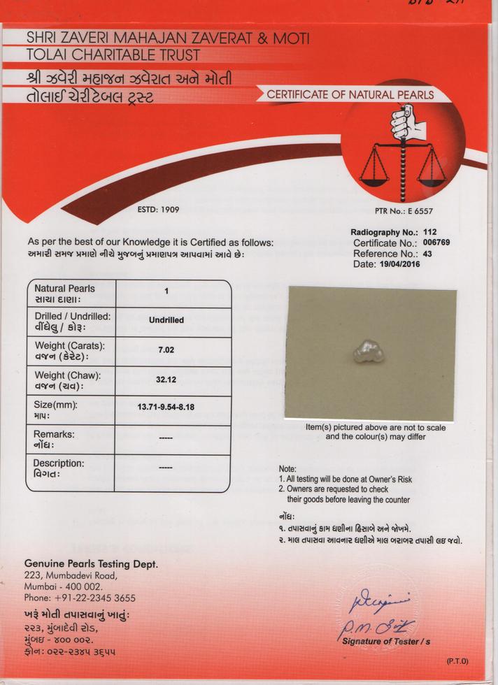 Basra Pearl - 7.02 Carat