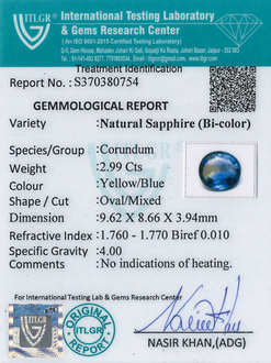 Bi-Colour Sapphire(Pitambari) - 2.99 Carat