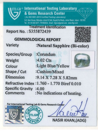 Bi-Colour Sapphire (Pitambari) - 4.02 Carat