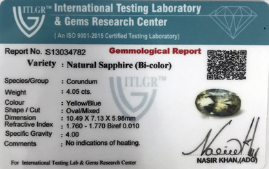 Bi-Colour Sapphire(Pitambari) - 4.05 Carat