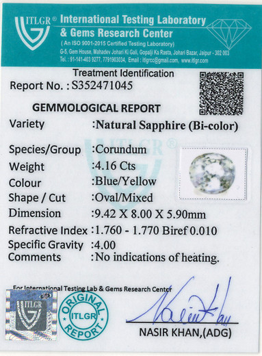 Bi-Colour Sapphire (Pitambari) - 4.16 Carat