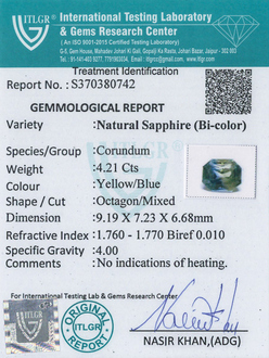 Bi-Colour Sapphire(Pitambari) - 4.21 Carat