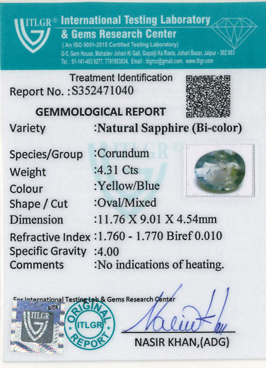 Bi-Colour Sapphire (Pitambari) - 4.31 Carat