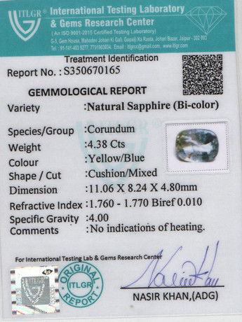 Bi-Colour Sapphire (Pitambari) - 4.38 Carat