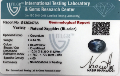 Bi-Colour Sapphire(Pitambari) - 4.44 Carat