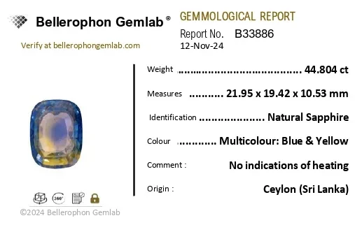 Bi-Colour Sapphire(Pitambari) - 44.83 Carat