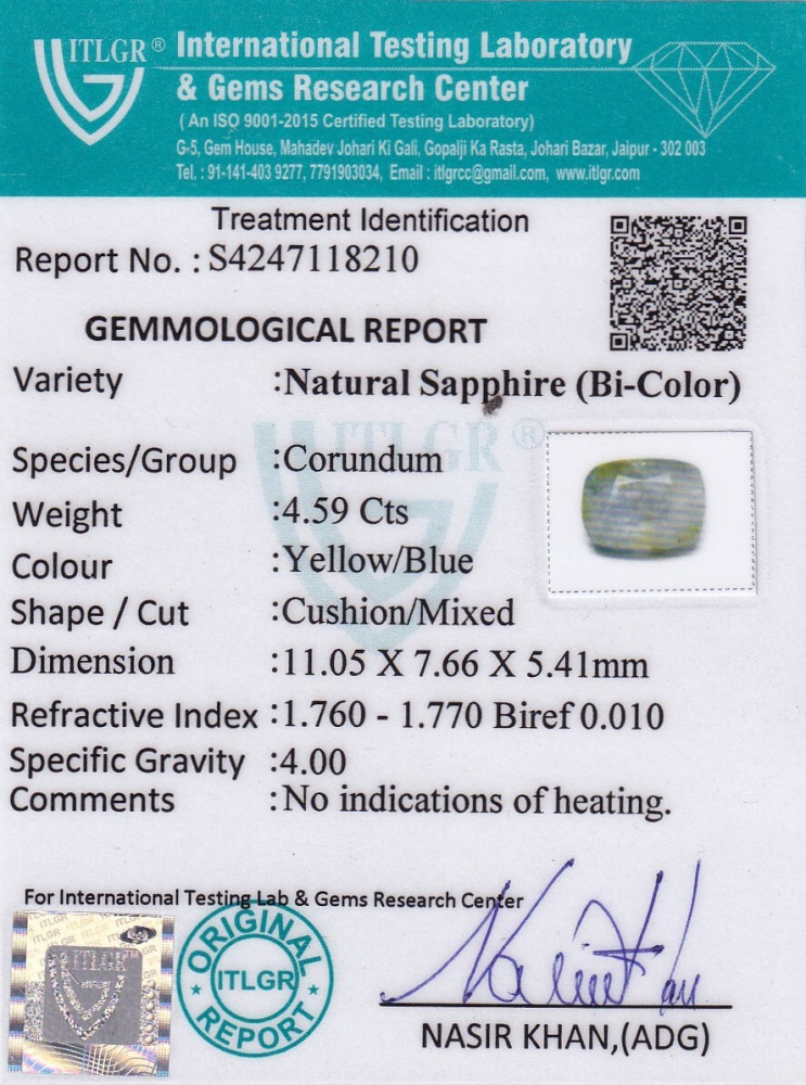 Bi-Colour Sapphire(Pitambari) - 4.59 Carat