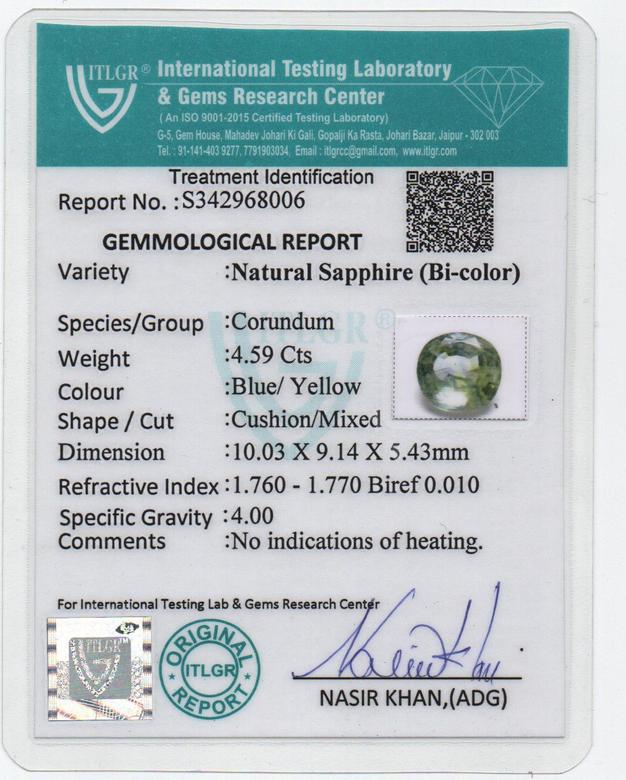 Bi-Colour Sapphire (Pitambari) - 4.59 Carat