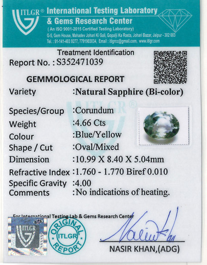 Bi-Colour Sapphire (Pitambari) - 4.66 Carat