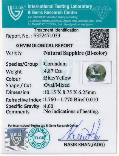 Bi-Colour Sapphire (Pitambari) - 4.87 Carat