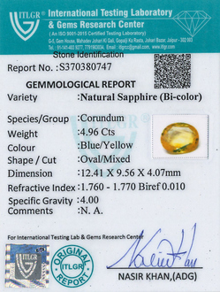 Bi-Colour Sapphire(Pitambari) - 4.96 Carat