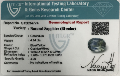 Bi-Colour Sapphire(Pitambari) - 5.13 Carat