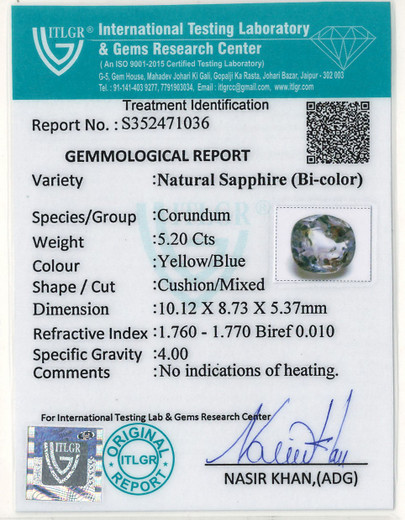 Bi-Colour Sapphire (Pitambari) - 5.2 Carat