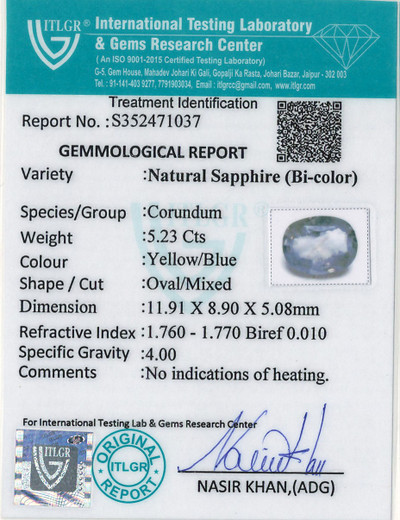 Bi-Colour Sapphire (Pitambari) - 5.23 Carat