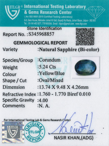 Bi-Colour Sapphire (Pitambari) - 5.24 Carat