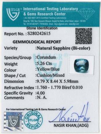Bi-Colour Sapphire(Pitambari) - 5.26 Carat