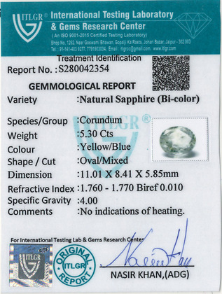 Bi-Colour Sapphire(Pitambari) - 5.30 Carat