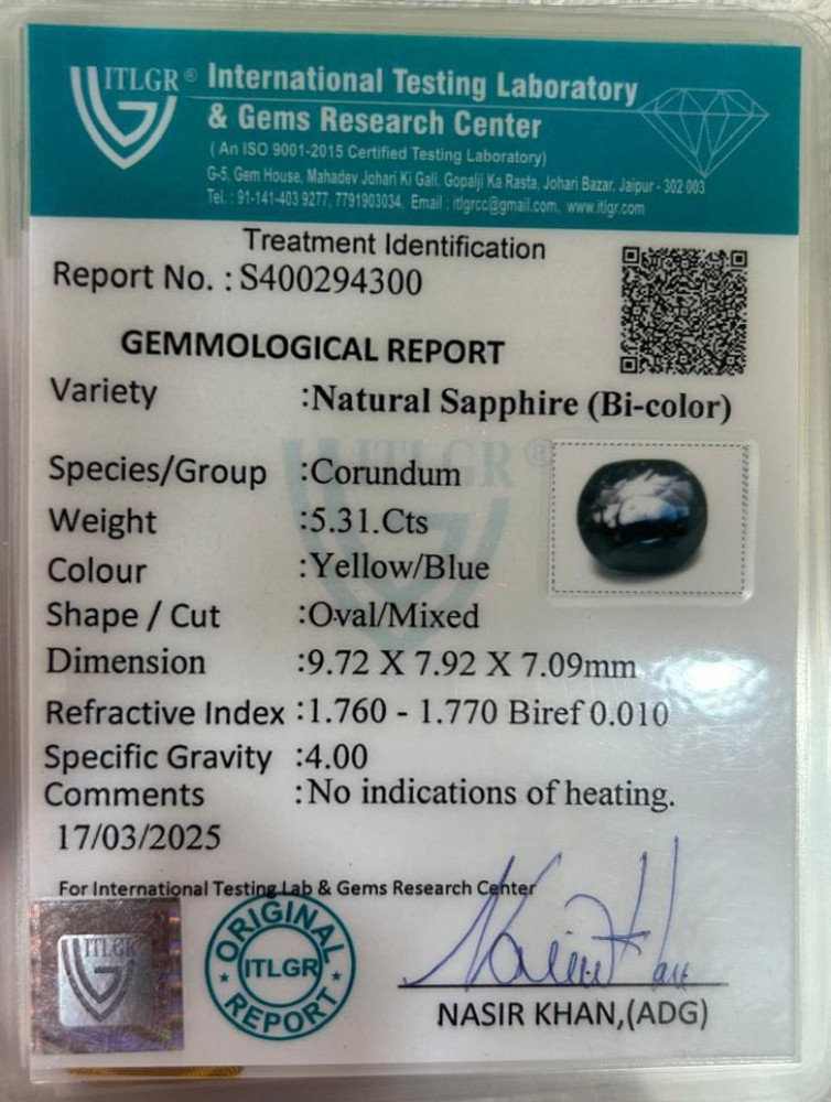 Bi-Colour Sapphire(Pitambari) - 5.31 Carat