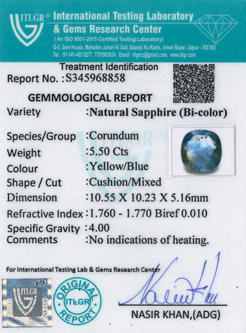 Bi-Colour Sapphire (Pitambari) - 5.50 Carat