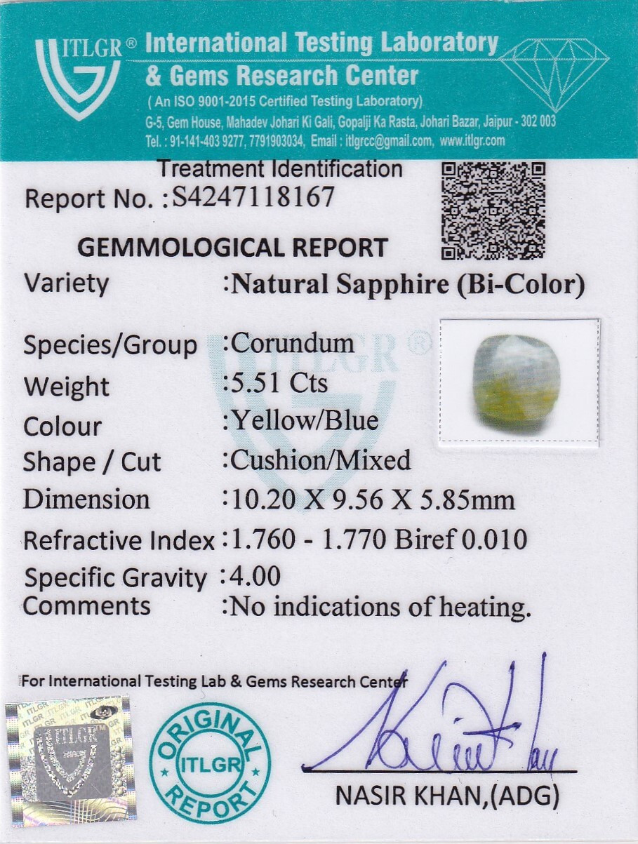 Bi-Colour Sapphire(Pitambari) - 5.51 Carat