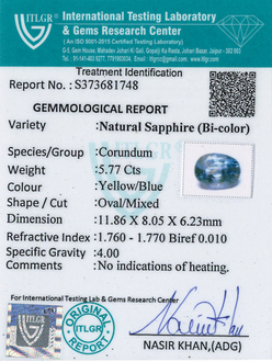 Bi-Colour Sapphire(Pitambari) - 5.77 Carat