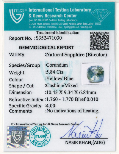 Bi-Colour Sapphire (Pitambari) - 5.84 Carat