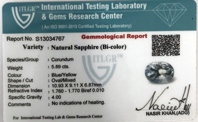 Bi-Colour Sapphire(Pitambari) - 5.89 Carat