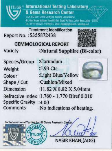 Bi-Colour Sapphire (Pitambari) - 5.93 Carat