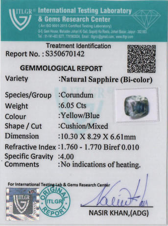 Bi-Colour Sapphire (Pitambari) - 6.05 Carat