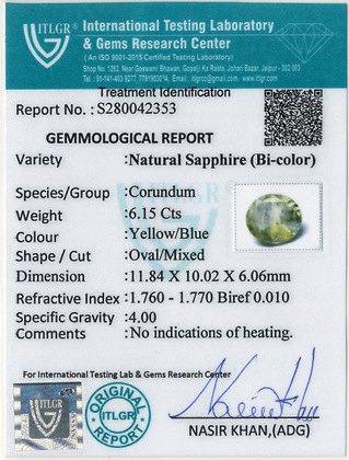 Bi-Colour Sapphire(Pitambari) - 6.15 Carat