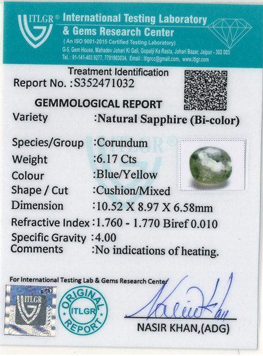 Bi-Colour Sapphire (Pitambari) - 6.17 Carat