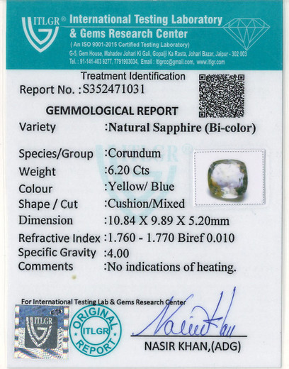 Bi-Colour Sapphire (Pitambari) - 6.2 Carat