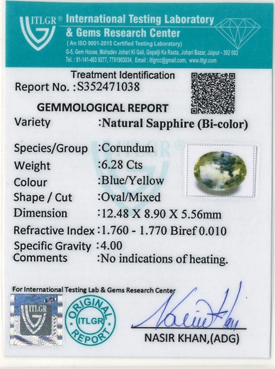 Bi-Colour Sapphire (Pitambari) - 6.28 Carat