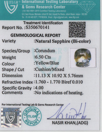 Bi-Colour Sapphire (Pitambari) - 6.50 Carat