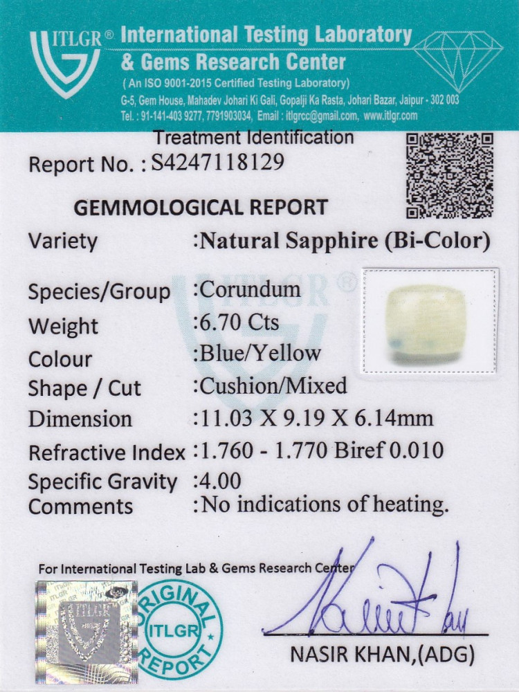 Bi-Colour Sapphire(Pitambari) - 6.7 Carat