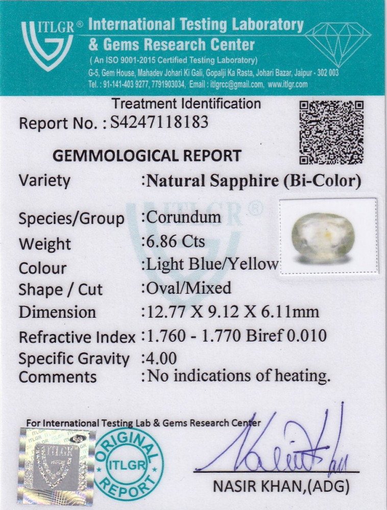 Bi-Colour Sapphire(Pitambari) - 6.86 Carat